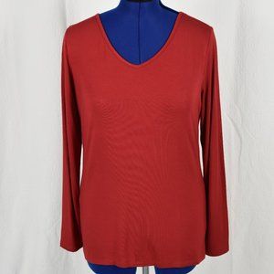 Ellen Tracy Reversible Layering Tee  Crimson LG
